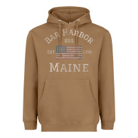 Toasted Coconut Bar Harbor Maine USA American Flag Established ME Vintage Heavyweight Hoodie - PixelWave