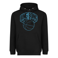 Black bing bong vintage distressed Heavyweight Hoodie - PixelWave