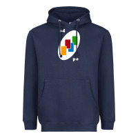 Navy Uno Card Game Draw Four Heavyweight Hoodie - PixelWave