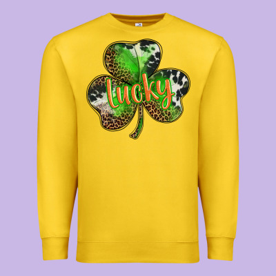 St. Patricks Day Lucky Shamrock Premium Sweatshirt Designed By Barkaloodesign