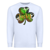 White st. patricks day lucky shamrock Premium Sweatshirt - BarkalooDesign