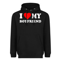 Black I Love My Boyfriend T-Shirt Heavyweight Hoodie - PixelWave