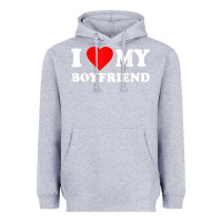 Heather Grey I Love My Boyfriend T-Shirt Heavyweight Hoodie - PixelWave