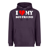 Plum I Love My Boyfriend T-Shirt Heavyweight Hoodie - PixelWave