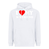 White I Love My Boyfriend T-Shirt Heavyweight Hoodie - PixelWave