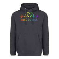Smoke LGBT Love Rainbow Heartbeat Heavyweight Hoodie - PixelWave