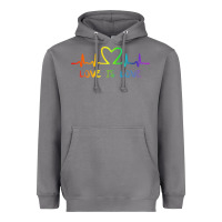Storm LGBT Love Rainbow Heartbeat Heavyweight Hoodie - PixelWave