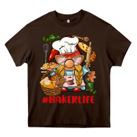 Chocolate Brown baker life gnome Heavy Core Tee - BarkalooDesign