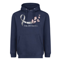 Navy pretty white ribbon support lung cancer awareness t shirt Heavyweight Hoodie - Craftify