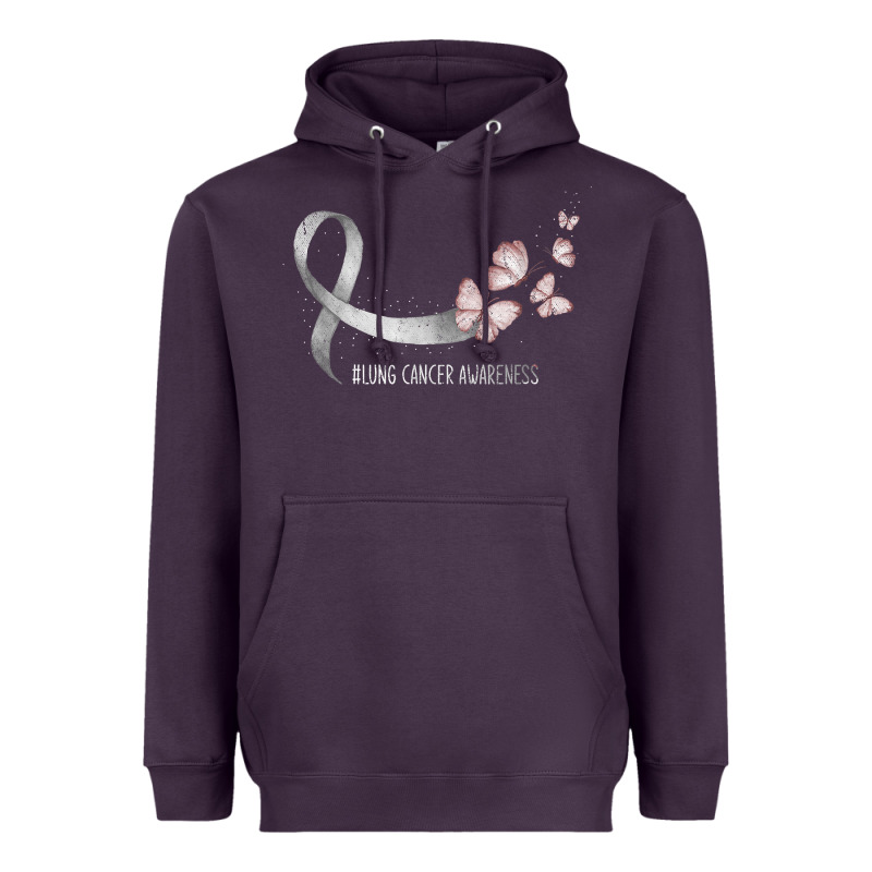 Pretty White Ribbon Support Lung Cancer Awareness T Shirt Heavyweight Hoodie by Craftify | Teevron