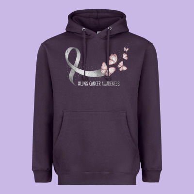 Pretty White Ribbon Support Lung Cancer Awareness T Shirt Heavyweight Hoodie Designed By Craftify