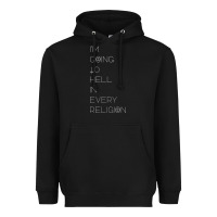 Black i'm  going to  hell in  every  religion Heavyweight Hoodie - Craftify
