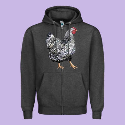 Wyandotte Chicken Zipper Hoodie Designed By Lillyallendesigns