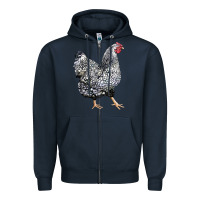 Navy wyandotte chicken Zipper Hoodie - LillyAllenDesigns