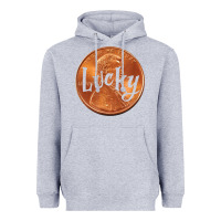 Heather Grey Cute Good Luck Gift - Lucky Penny Heavyweight Hoodie - Craftify