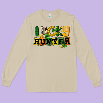Lucky Hunter St. Patrick's Day Long Sleeve Tee Designed By Cowgirlartshop