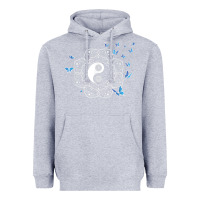 Heather Grey yin yang with butterflies ancient chinese yin yang Heavyweight Hoodie - Craftify