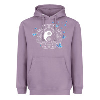 Lavender yin yang with butterflies ancient chinese yin yang Heavyweight Hoodie - Craftify