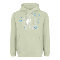 Matcha yin yang with butterflies ancient chinese yin yang Heavyweight Hoodie - Craftify