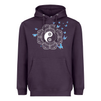 Plum yin yang with butterflies ancient chinese yin yang Heavyweight Hoodie - Craftify