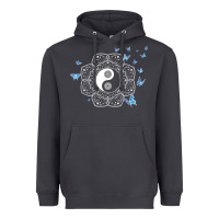 Yin Yang With Butterflies Ancient Chinese Yin Yang Heavyweight Hoodie | Teevron