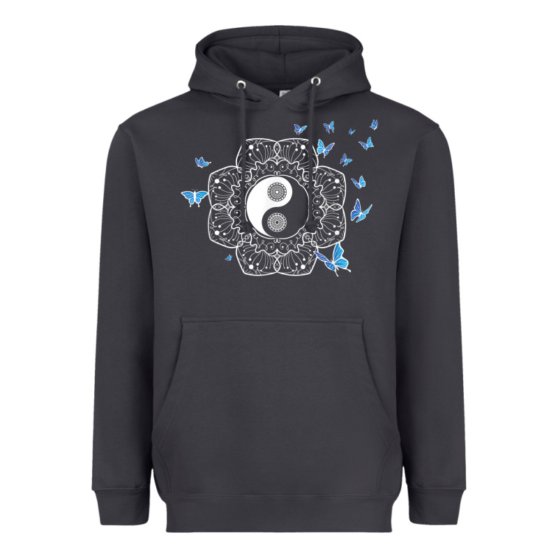 Yin Yang With Butterflies Ancient Chinese Yin Yang Heavyweight Hoodie by Craftify | Teevron