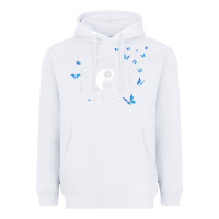 White yin yang with butterflies ancient chinese yin yang Heavyweight Hoodie - Craftify