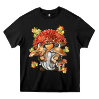 Black mushroom gnome Heavy Core Tee - BarkalooDesign