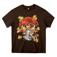 Chocolate Brown mushroom gnome Heavy Core Tee - BarkalooDesign