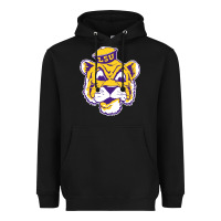 Black Vintage Louisiana State Tiger Mascot Heavyweight Hoodie - Craftify