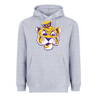 Heather Grey Vintage Louisiana State Tiger Mascot Heavyweight Hoodie - Craftify