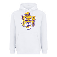 White Vintage Louisiana State Tiger Mascot Heavyweight Hoodie - Craftify