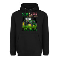 Black just a girl who loves tractors Heavyweight Hoodie - BarkalooDesign