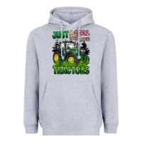 Heather Grey just a girl who loves tractors Heavyweight Hoodie - BarkalooDesign