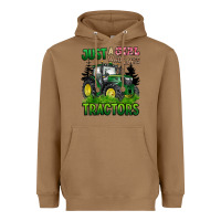 Toasted Coconut just a girl who loves tractors Heavyweight Hoodie - BarkalooDesign