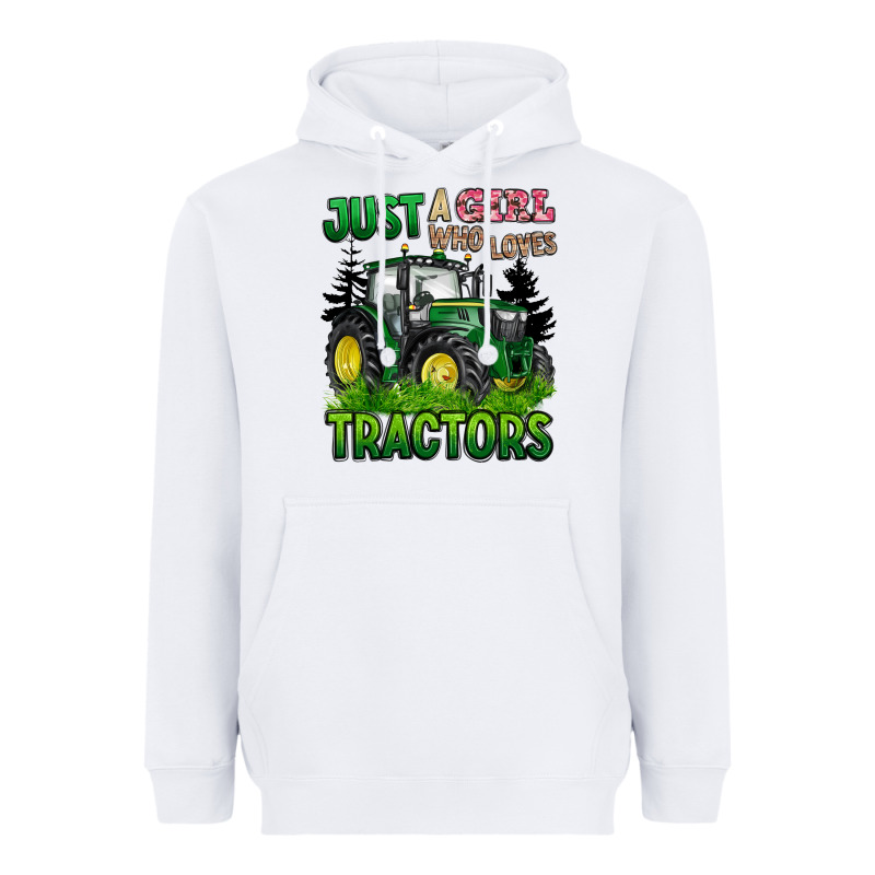 Just A Girl Who Loves Tractors Heavyweight Hoodie by BarkalooDesign | Teevron