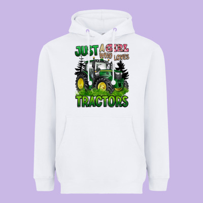 Just A Girl Who Loves Tractors Heavyweight Hoodie Designed By Barkaloodesign