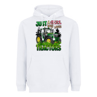 White just a girl who loves tractors Heavyweight Hoodie - BarkalooDesign