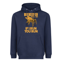 Navy bee beekeeper if i run you run bumble bee humour 449 hive beekeeping Heavyweight Hoodie - Craftify