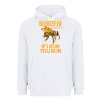 White bee beekeeper if i run you run bumble bee humour 449 hive beekeeping Heavyweight Hoodie - Craftify