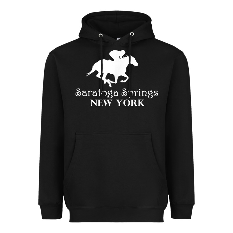 Saratoga Springs New York Horse Racing Jockey Heavyweight Hoodie by Craftify | Teevron