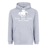 Heather Grey Saratoga Springs New York Horse Racing Jockey Heavyweight Hoodie - Craftify