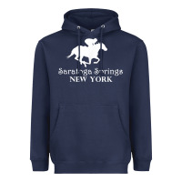 Navy Saratoga Springs New York Horse Racing Jockey Heavyweight Hoodie - Craftify