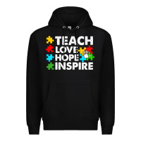 Black Teach Love Hope Inspire Premium Hoodie - CowhideDigitalArt