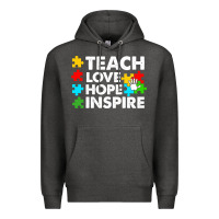 Charcoal Heather Teach Love Hope Inspire Premium Hoodie - CowhideDigitalArt