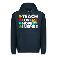 Navy Teach Love Hope Inspire Premium Hoodie - CowhideDigitalArt