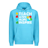 Ocean Blue Teach Love Hope Inspire Premium Hoodie - CowhideDigitalArt