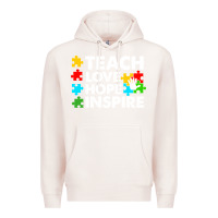 Pale Pink Teach Love Hope Inspire Premium Hoodie - CowhideDigitalArt