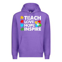 Purple Teach Love Hope Inspire Premium Hoodie - CowhideDigitalArt