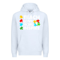 White Teach Love Hope Inspire Premium Hoodie - CowhideDigitalArt